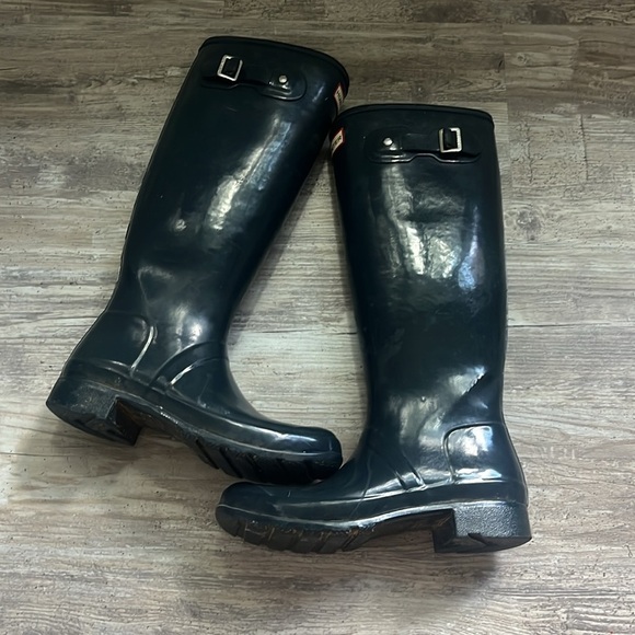 Hunter Boots Tall Navy Blue Women’s Size 8 Rain Boots - FLAWED Cracking - Picture 7 of 8